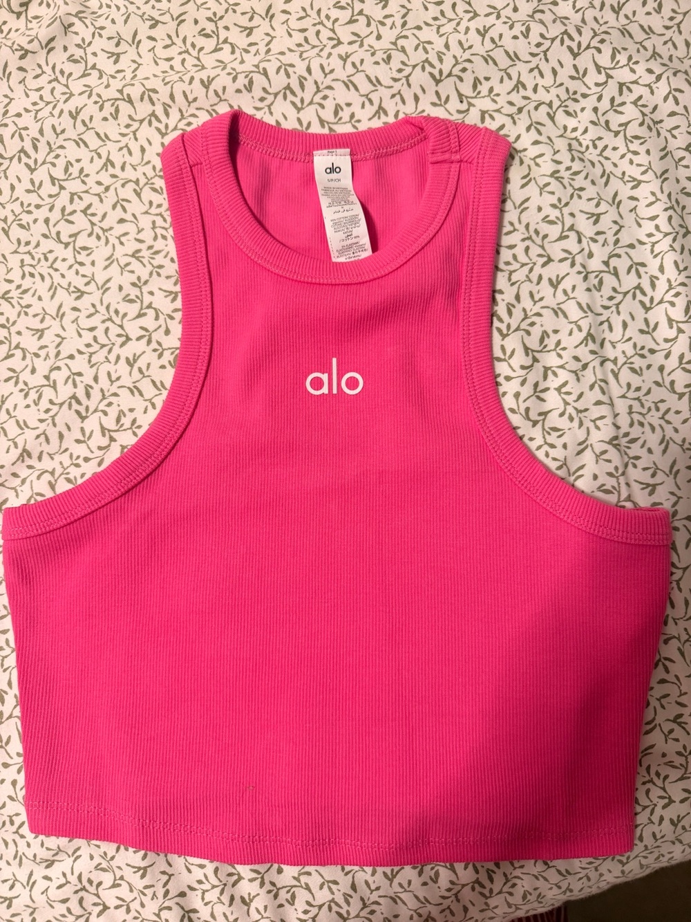 ALO Yoga Bright Pink Ribbed Cropped Tank